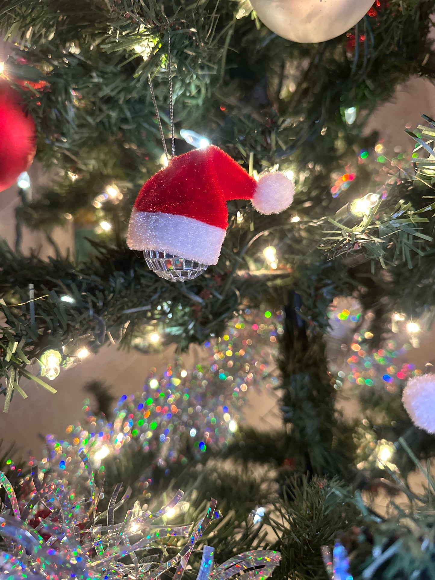 Mini Santa Hat Discoball Ornaments 3 for $10